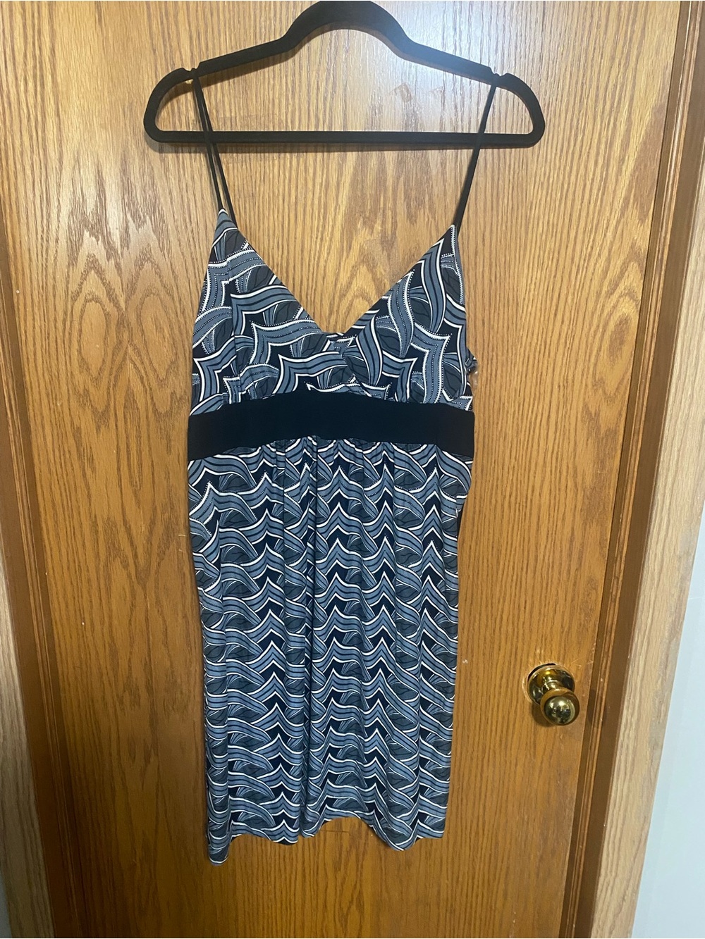 Spaghetti Strap Navy Patterned Women's Dress